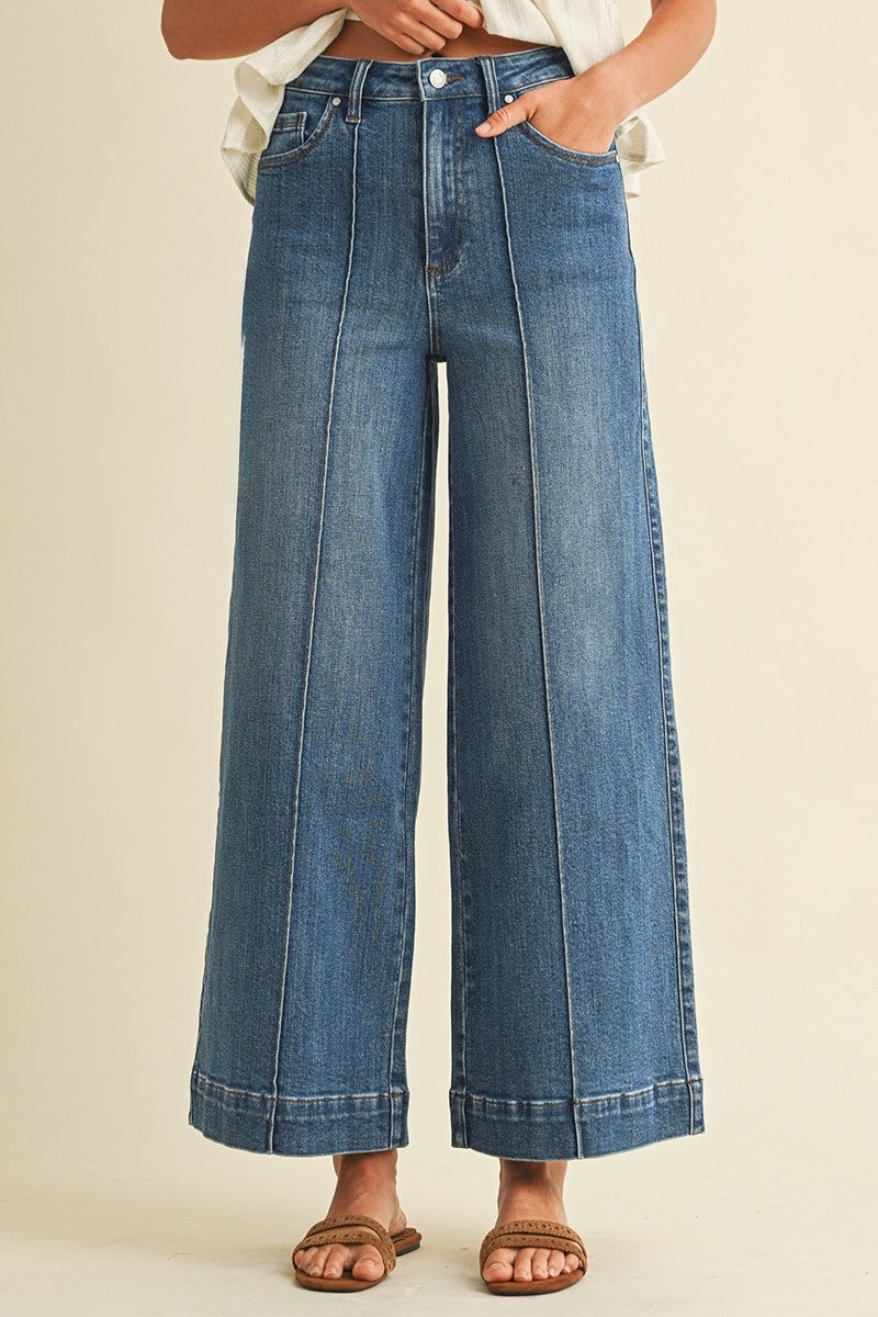 Pin Tuck Detail Stretch Denim - Wide Leg | Brolin & Bailey Co. Pin Tuck Detail Stretch Denim - Wide Leg | Brolin & Bailey Co.